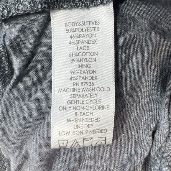 LOGO Lori Goldstein Black Gray 3/4 Sleeve Pockets Color Blocked Lace Size XL - Picture 5 of 10